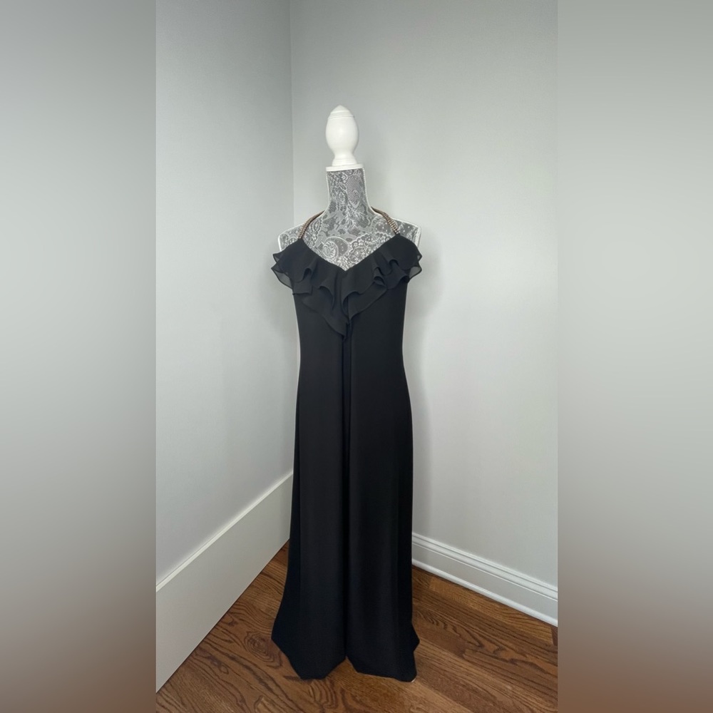 Msk Halter Cocktail Gown With Rhinestones - image 1